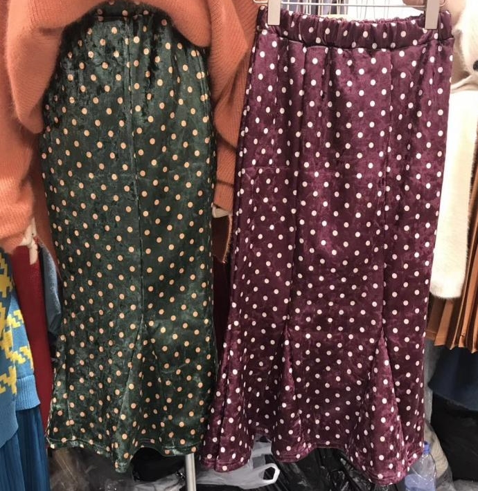 Dot-dotted Velvet Mermaid Mermaid Banding Long Ski