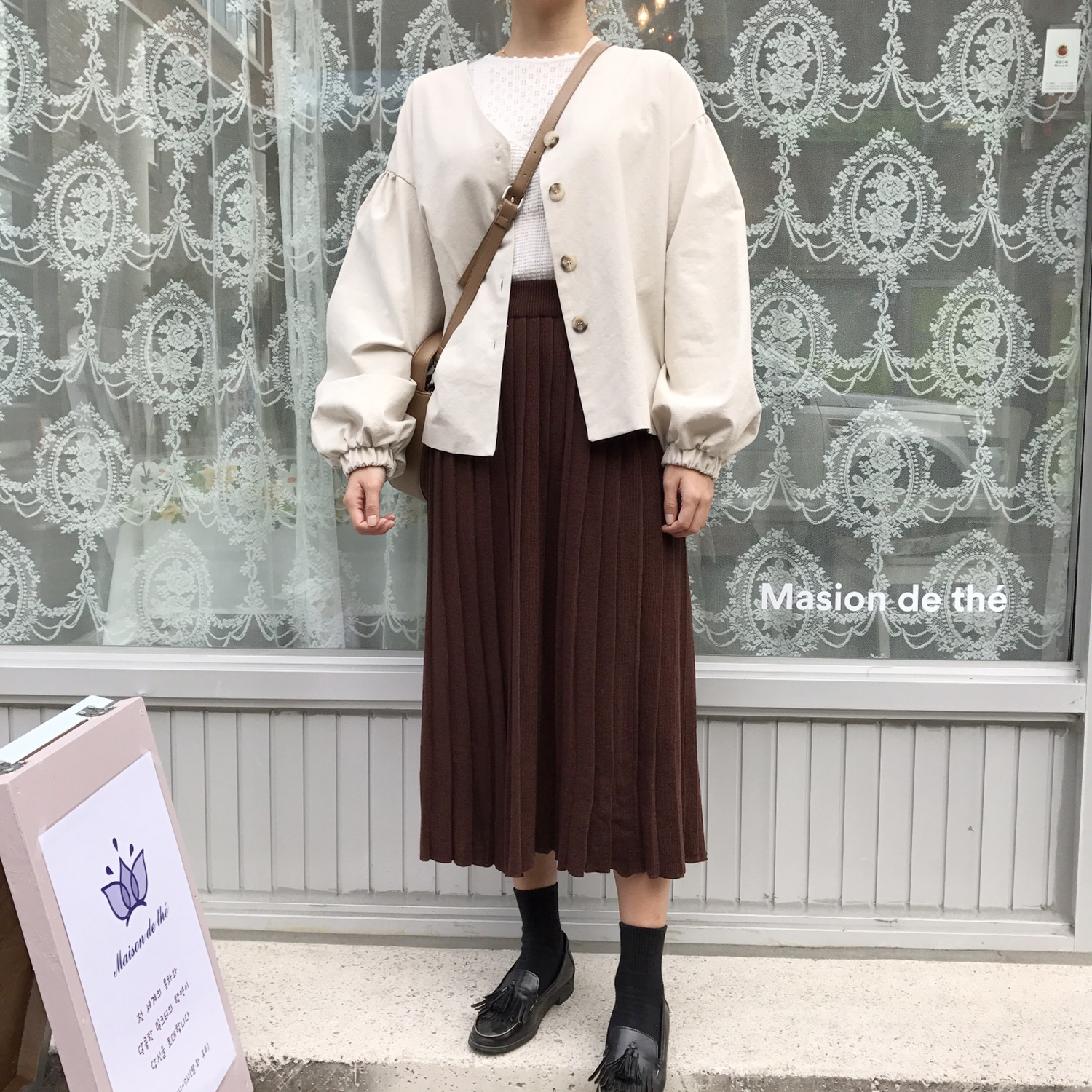 Winter knit pleated long skirt 4color wrinkles