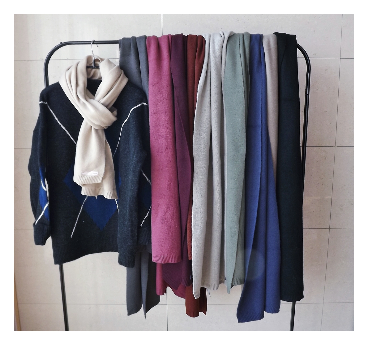 Basic Knit Muffler Winter Long Long-sleeved urban 