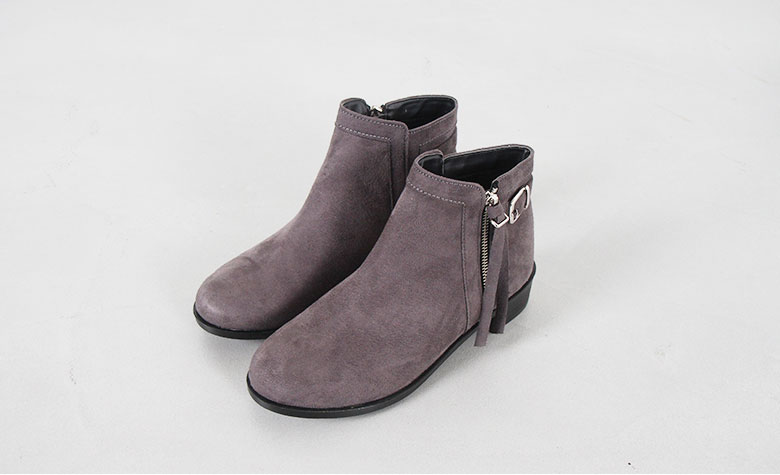 Middle-heeled zipper suede Ankle boots 3color Wome