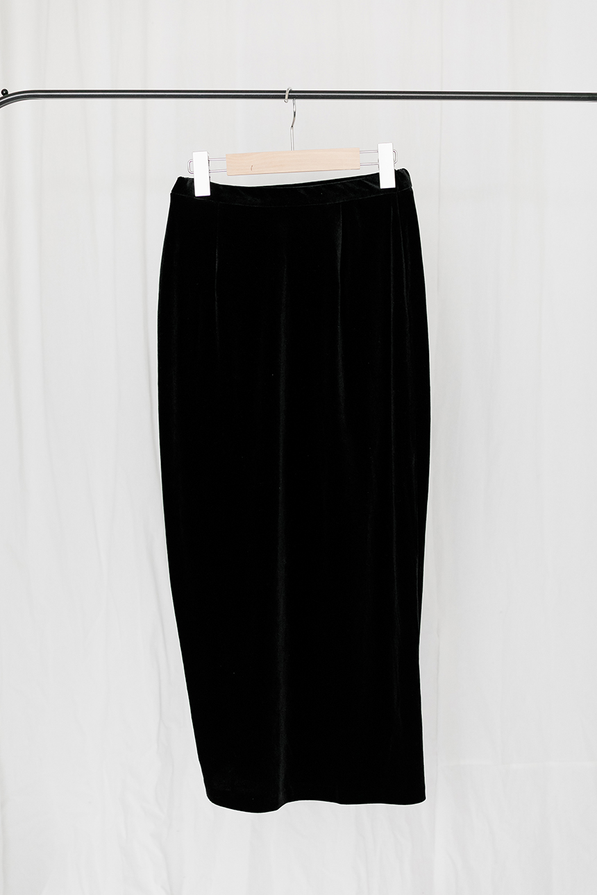 Velvet shirring long skirt 3colors easy to look in