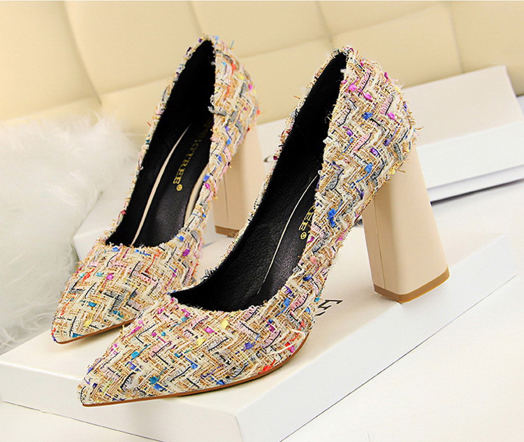 Tweed Hooded Shoe Black Ivory Spiked Coil Stiletto