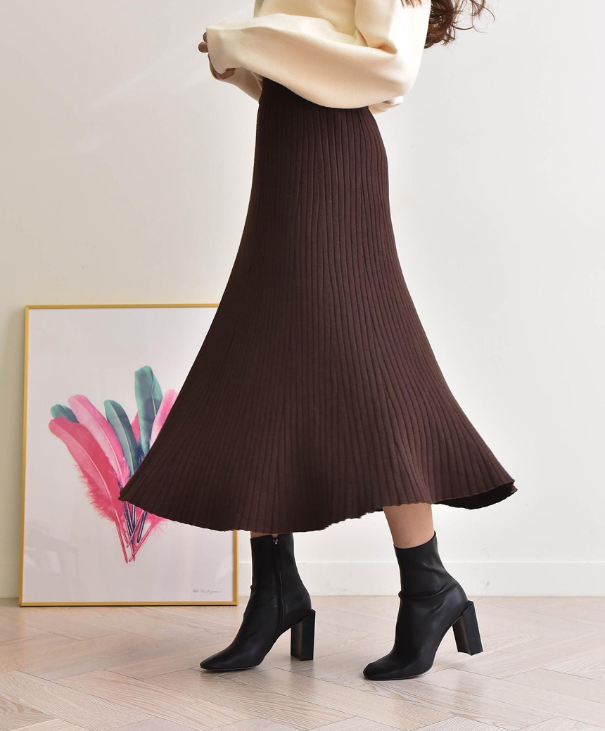 Selini A line Goliath knit long skirt A bending fl