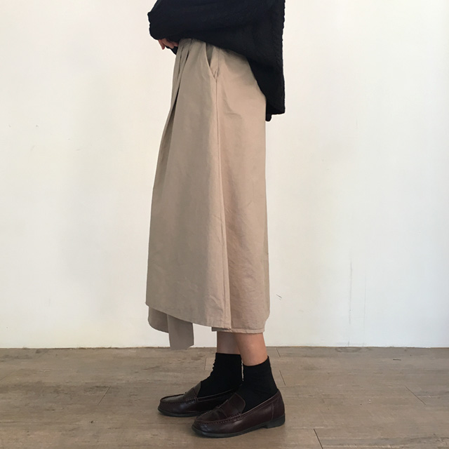 a line cotton unlined long skirt 2colans skirt Mid