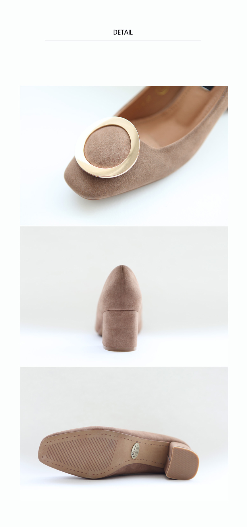 Suede Middle Hill Circle Ring Tongue Pumps 5cm Bla