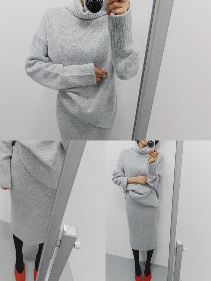 Dotom warm long knit skirt Midi Goliath H line dat