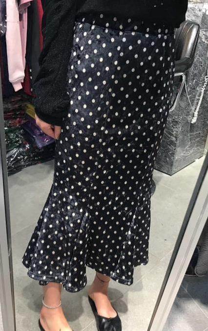 Dot-dotted Velvet Mermaid Mermaid Banding Long Ski