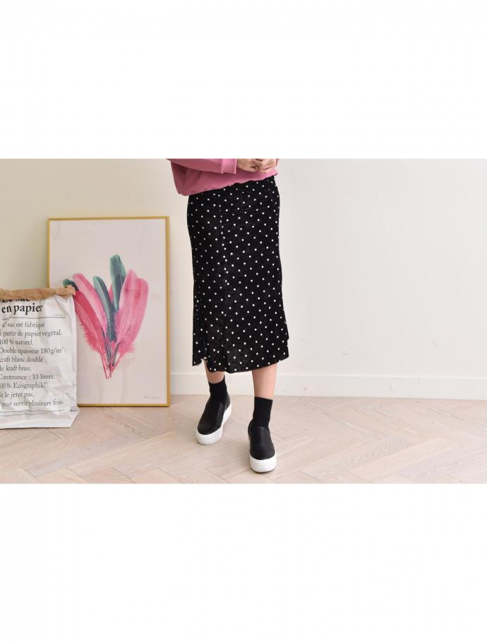 Velvet Dot Mermaid Skirt Banding Long Winter Long 