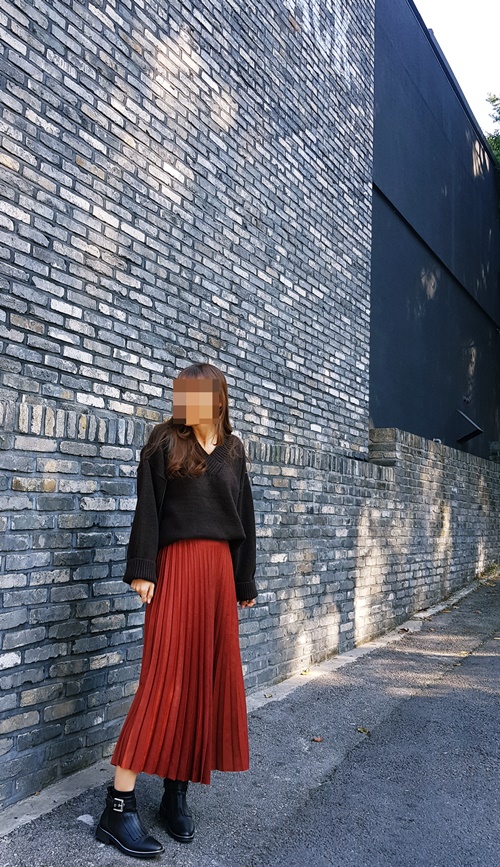 Pleated Pleated Long Skirt 3color Sun My Way Metal