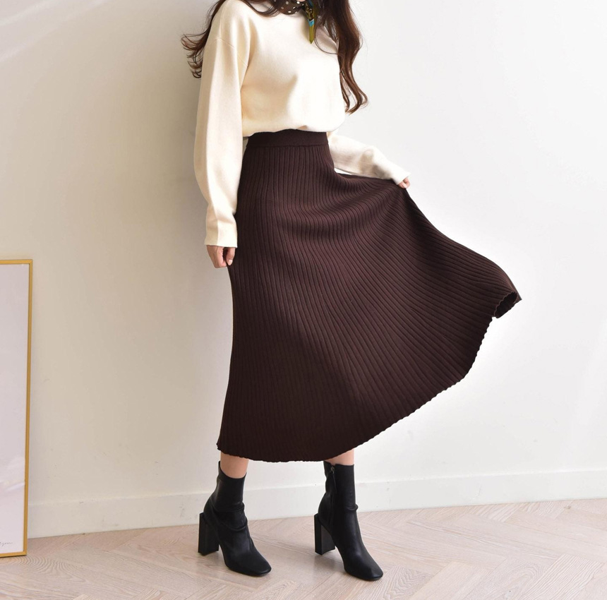 Selini A line Goliath knit long skirt A bending fl