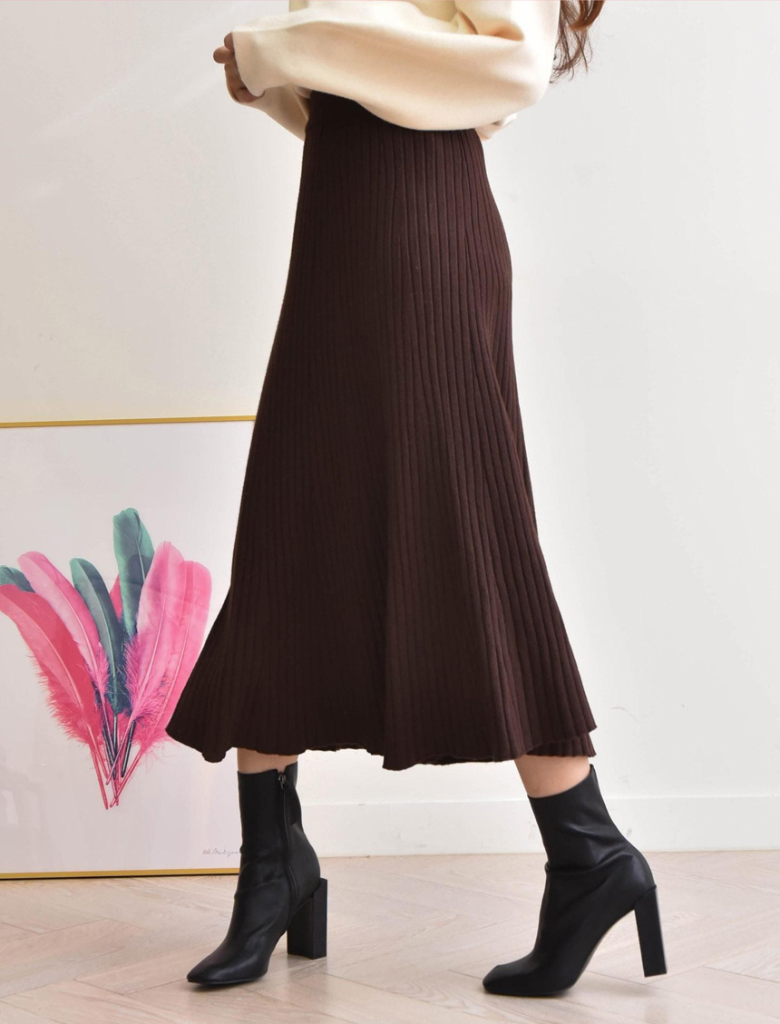 Selini A line Goliath knit long skirt A bending fl