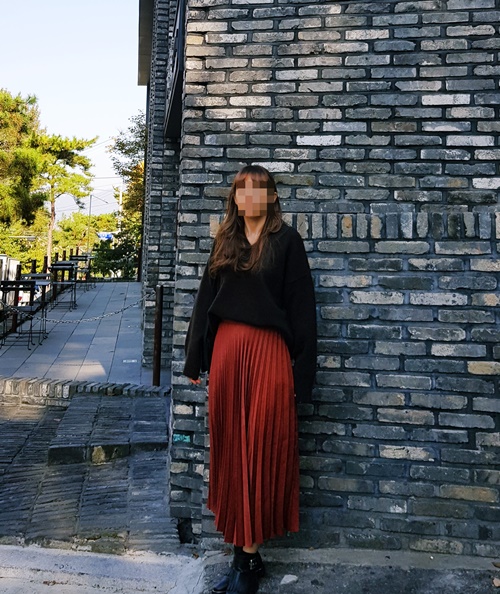 Pleated Pleated Long Skirt 3color Sun My Way Metal