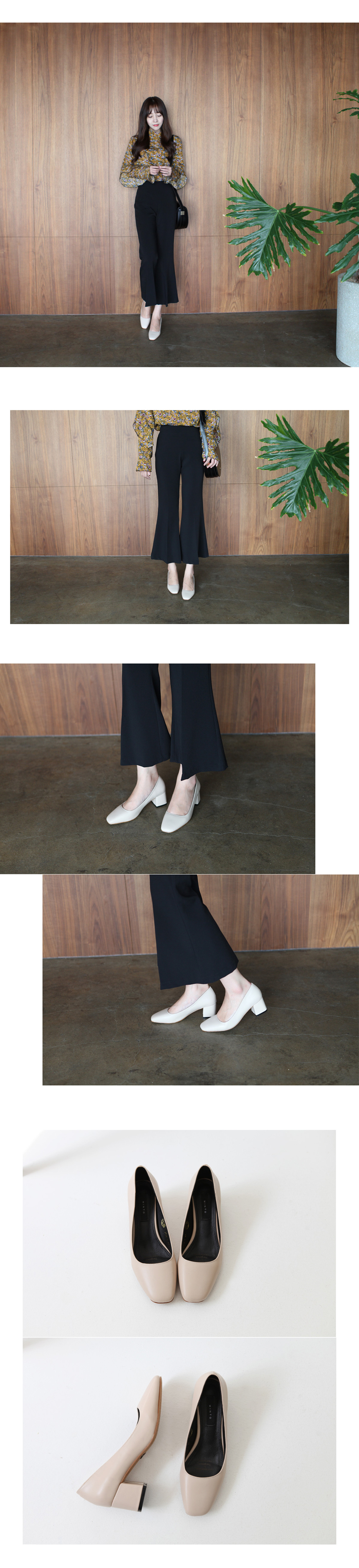 Middle Hill Square Tongue Pumps 5cm Black Gray Ivo