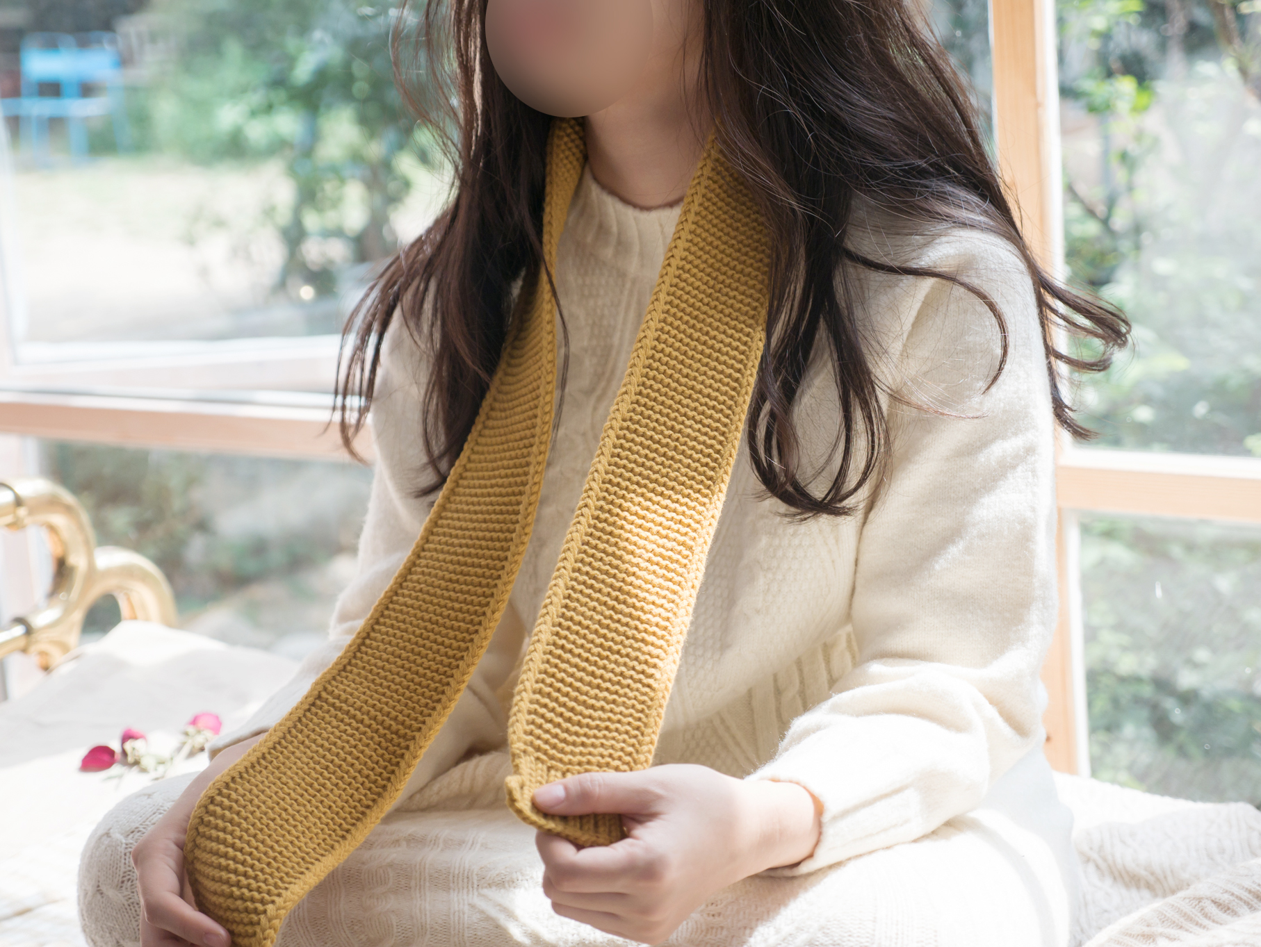 Self-made gift knit shawl Mini muffler Winter cute