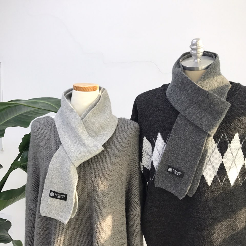 Simple Wool Shawl Muffler Basic Couple Petite Unis