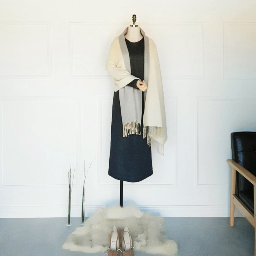 Muffler Two-sided color Cashmere shawl Women shawl