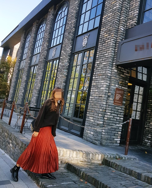 Pleated Pleated Long Skirt 3color Sun My Way Metal