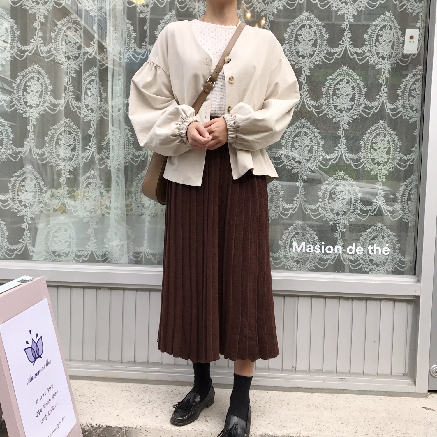 Winter knit pleated long skirt 4color wrinkles