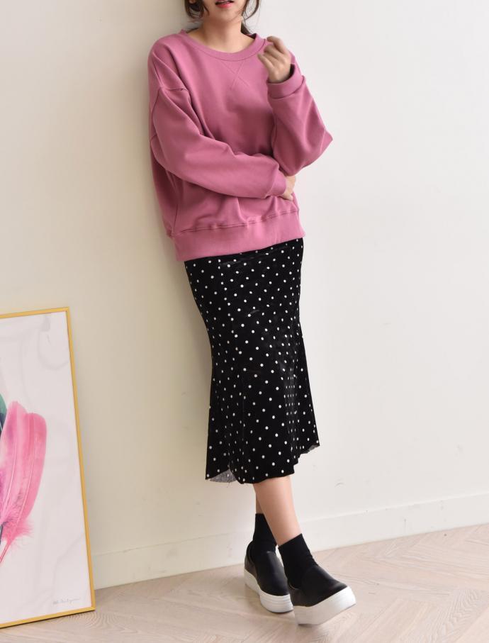 Velvet Dot Mermaid Skirt Banding Long Winter Long 