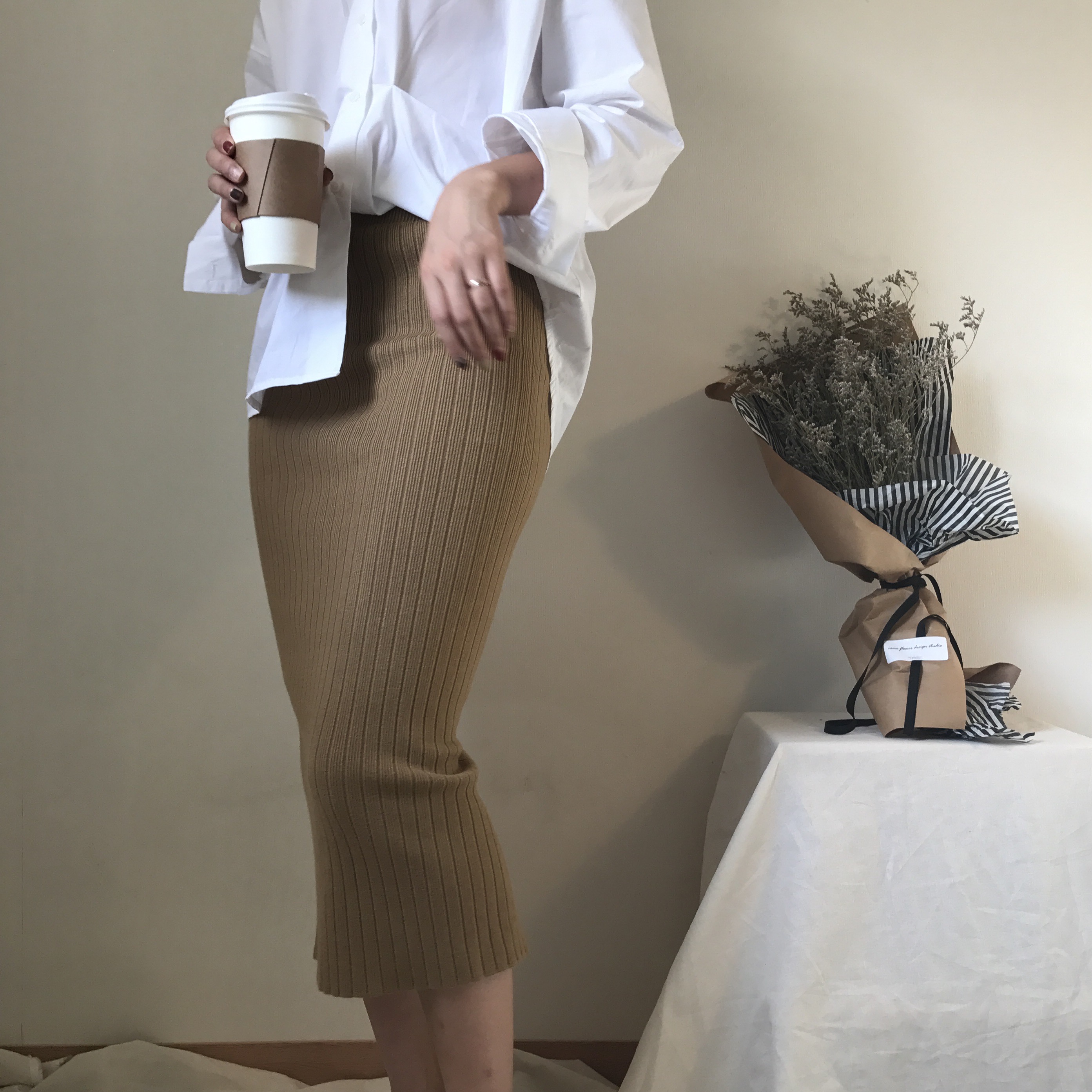 Knit Long Skirts Coordination Winter Fall