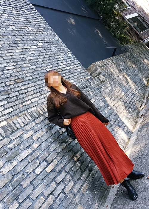 Pleated Pleated Long Skirt 3color Sun My Way Metal
