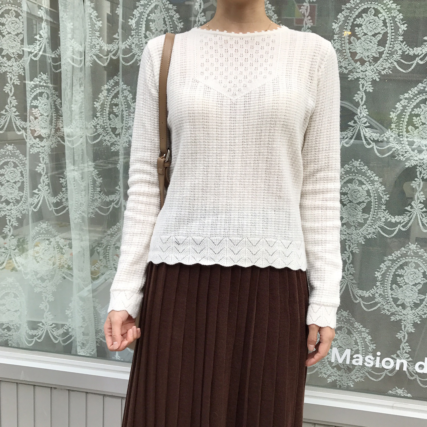 Winter knit pleated long skirt 4color wrinkles