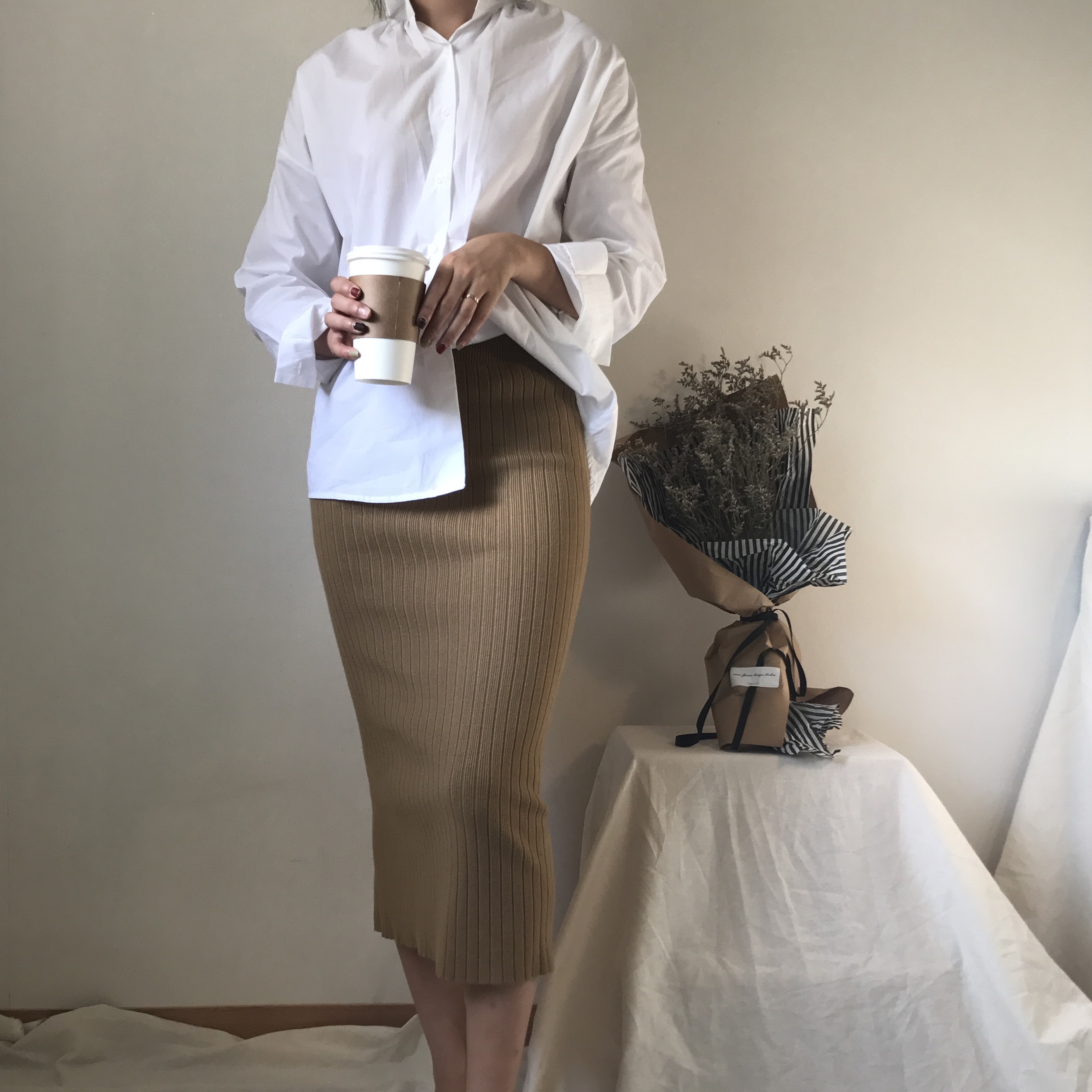 Knit Long Skirts Coordination Winter Fall