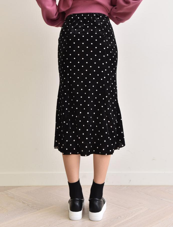 Velvet Dot Mermaid Skirt Banding Long Winter Long 