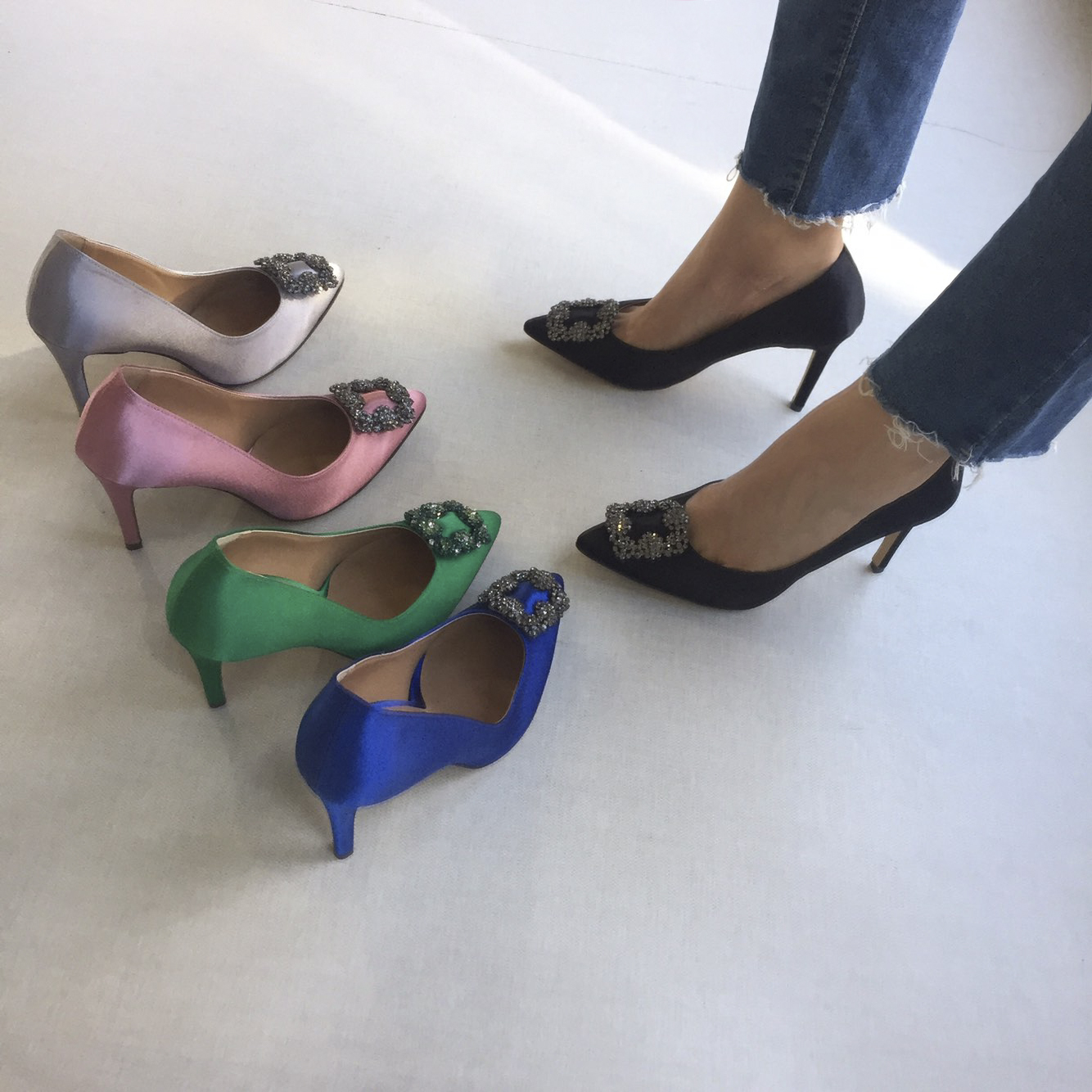 Handmade satin stiletto heel 9cm 5 color jewelry o