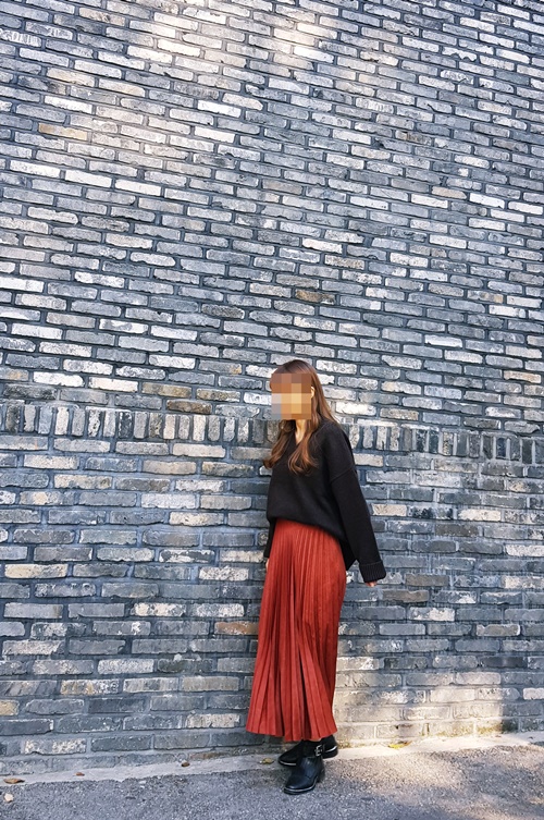 Pleated Pleated Long Skirt 3color Sun My Way Metal