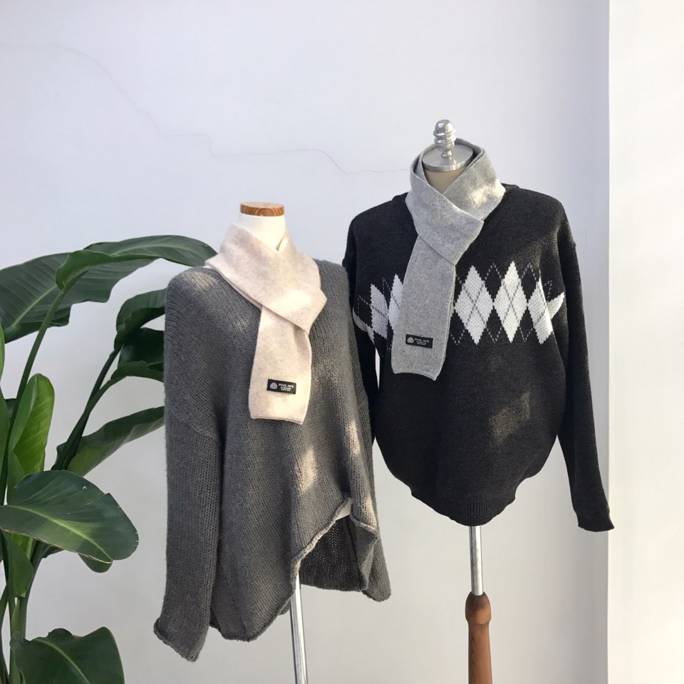 Simple Wool Shawl Muffler Basic Couple Petite Unis