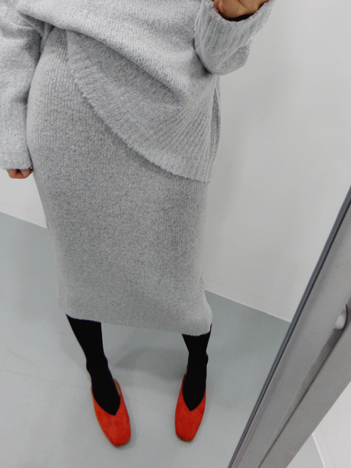 Dotom warm long knit skirt Midi Goliath H line dat