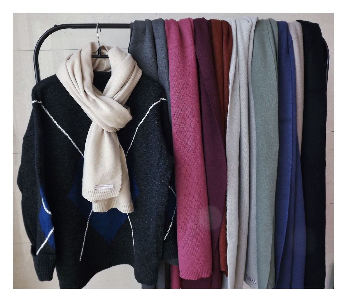 Basic Knit Muffler Winter Long Long-sleeved urban 