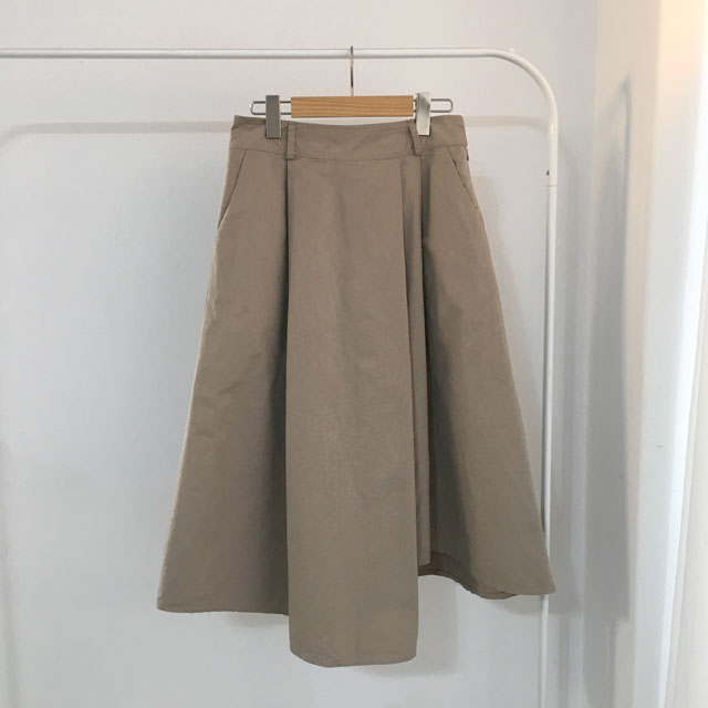 a line cotton unlined long skirt 2colans skirt Mid