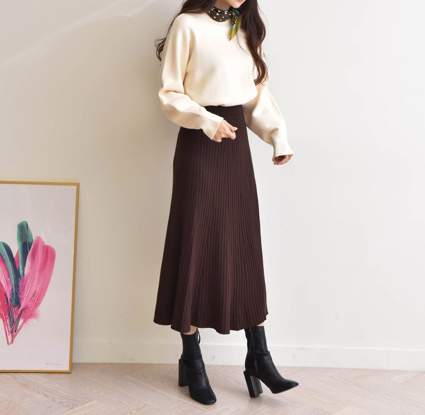 Selini A line Goliath knit long skirt A bending fl