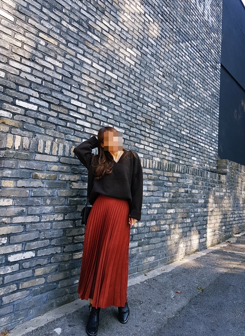 Pleated Pleated Long Skirt 3color Sun My Way Metal