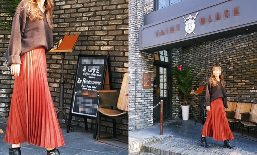 Pleated Pleated Long Skirt 3color Sun My Way Metal