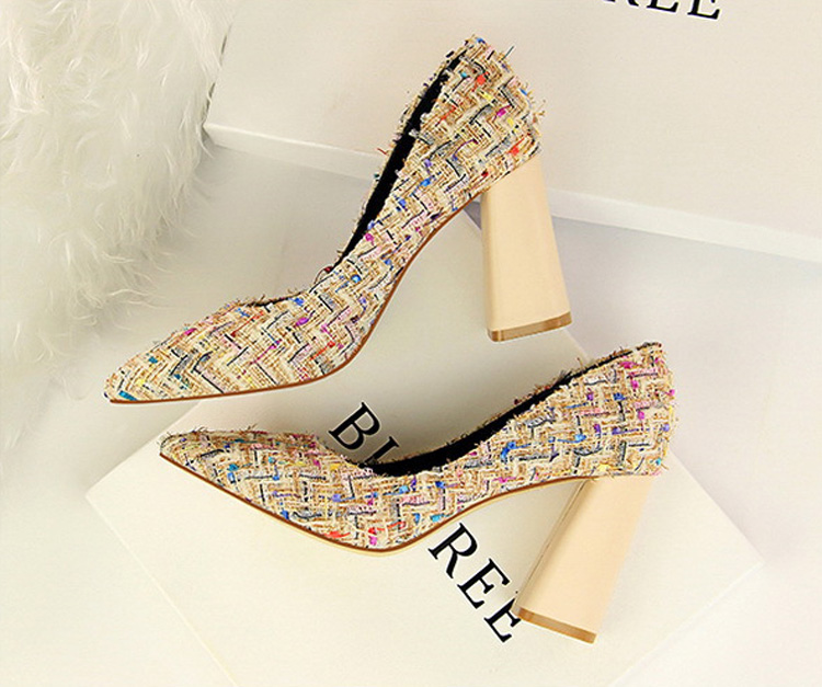 Tweed Hooded Shoe Black Ivory Spiked Coil Stiletto