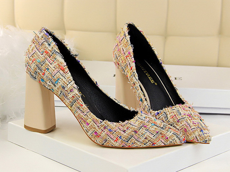 Tweed Hooded Shoe Black Ivory Spiked Coil Stiletto