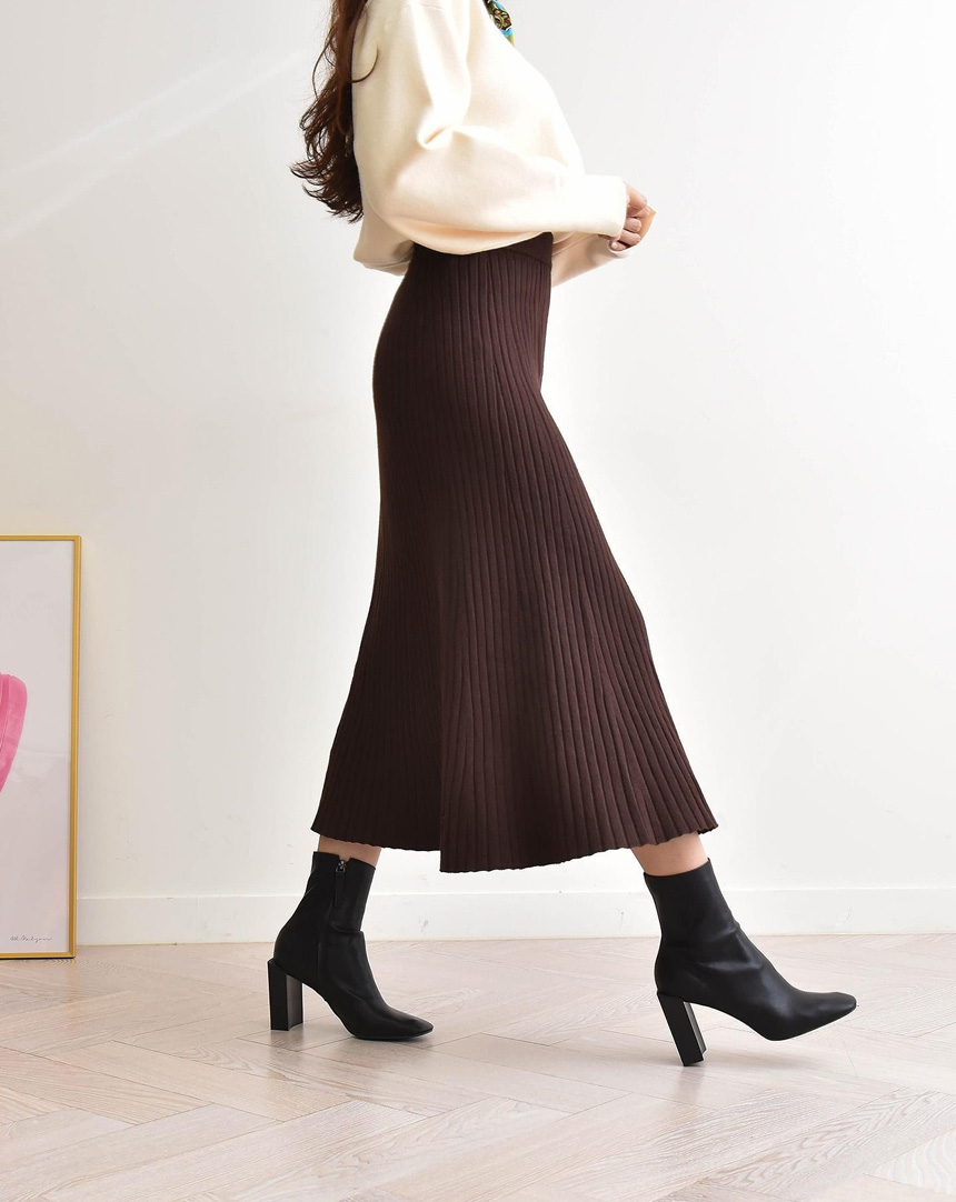 Selini A line Goliath knit long skirt A bending fl