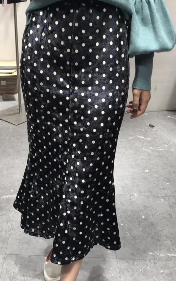 Dot-dotted Velvet Mermaid Mermaid Banding Long Ski