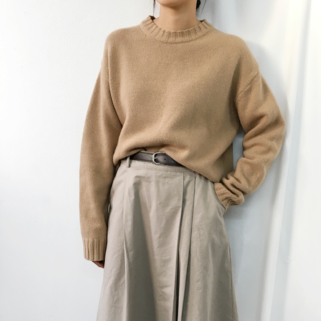 a line cotton unlined long skirt 2colans skirt Mid