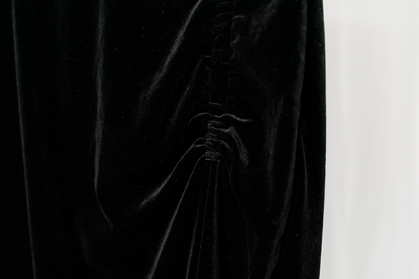 Velvet shirring long skirt 3colors easy to look in