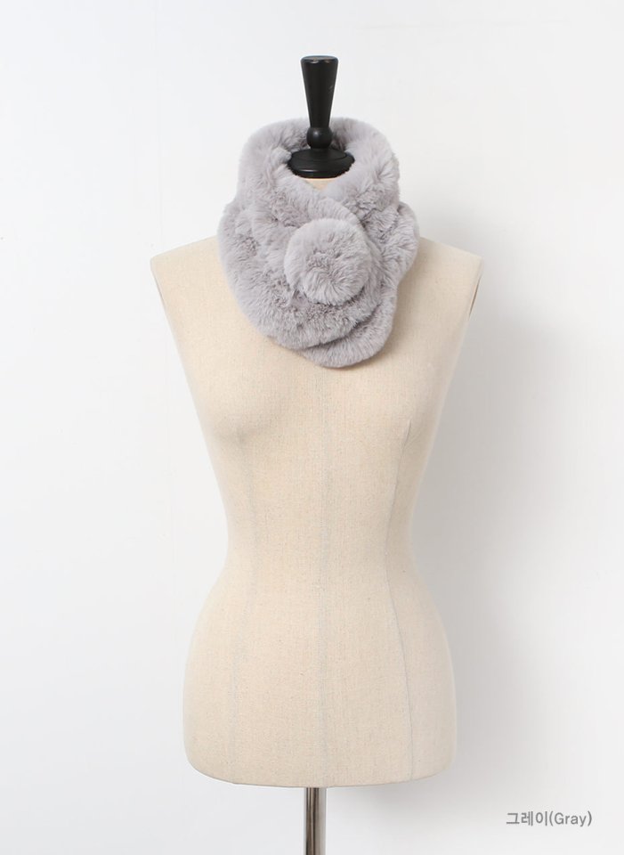 Petite Fake Rabbit Fur Puff Muffler Mink Winter Sh