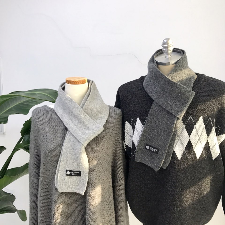 Simple Wool Shawl Muffler Basic Couple Petite Unis