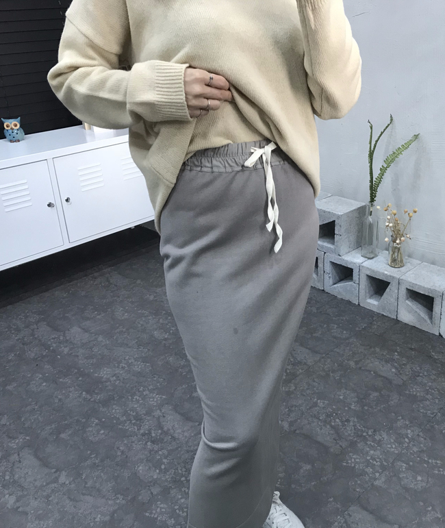 Cotton bending long skirt 2 color 30 women's sh