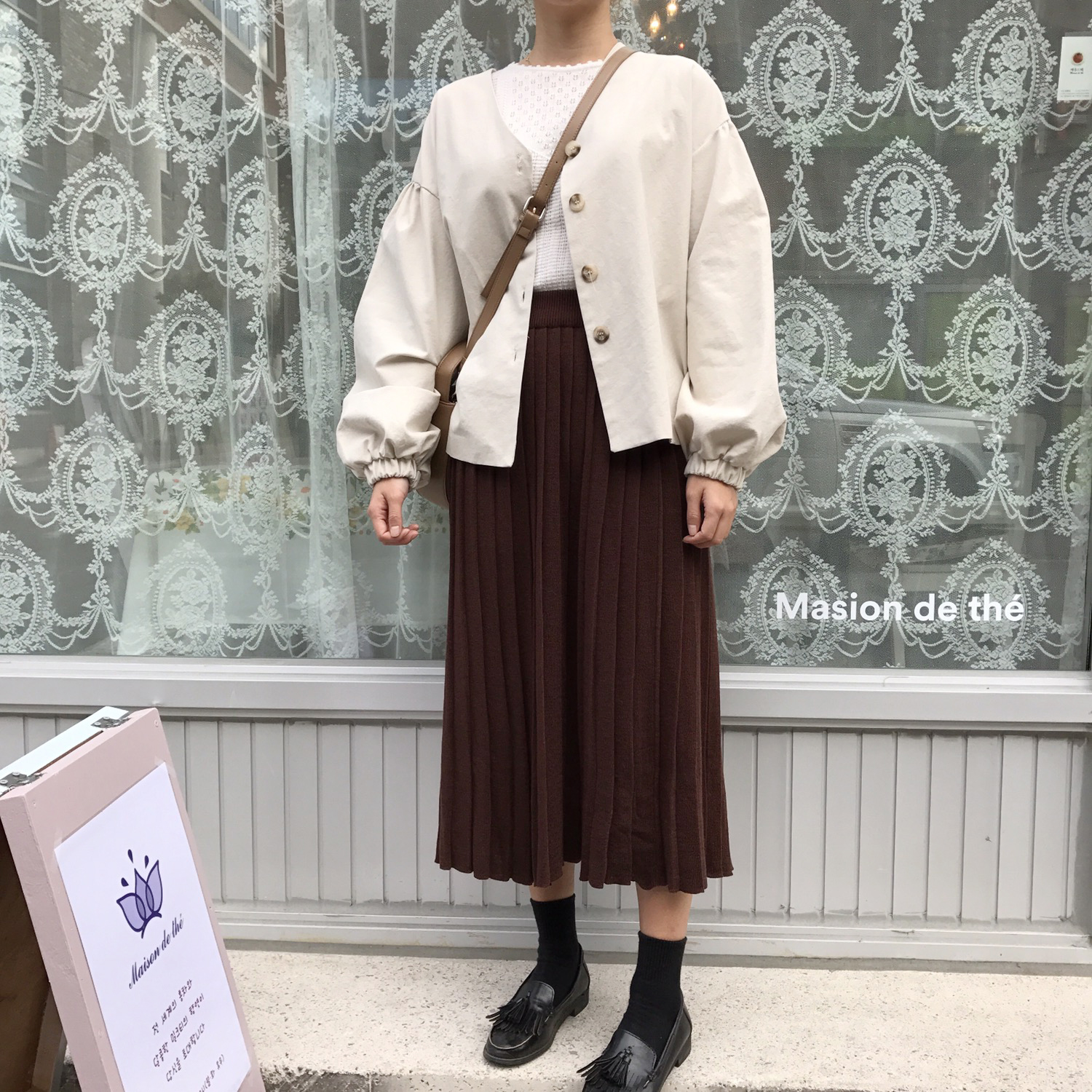 Winter knit pleated long skirt 4color wrinkles