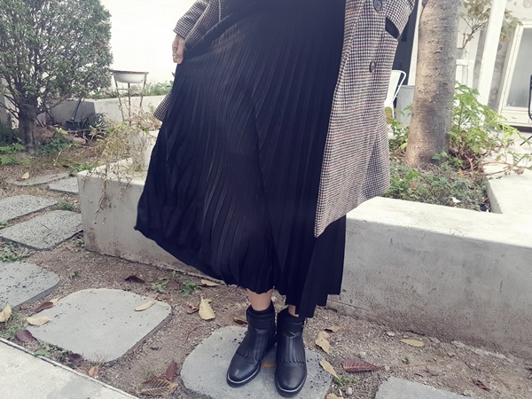 Pleated Pleated Long Skirt 3color Sun My Way Metal