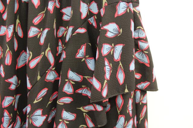 Chiffon Canvas Long Skirt Green Black Flower Midi 