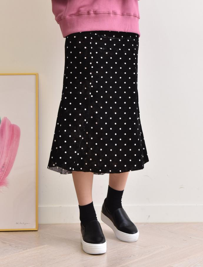 Velvet Dot Mermaid Skirt Banding Long Winter Long 